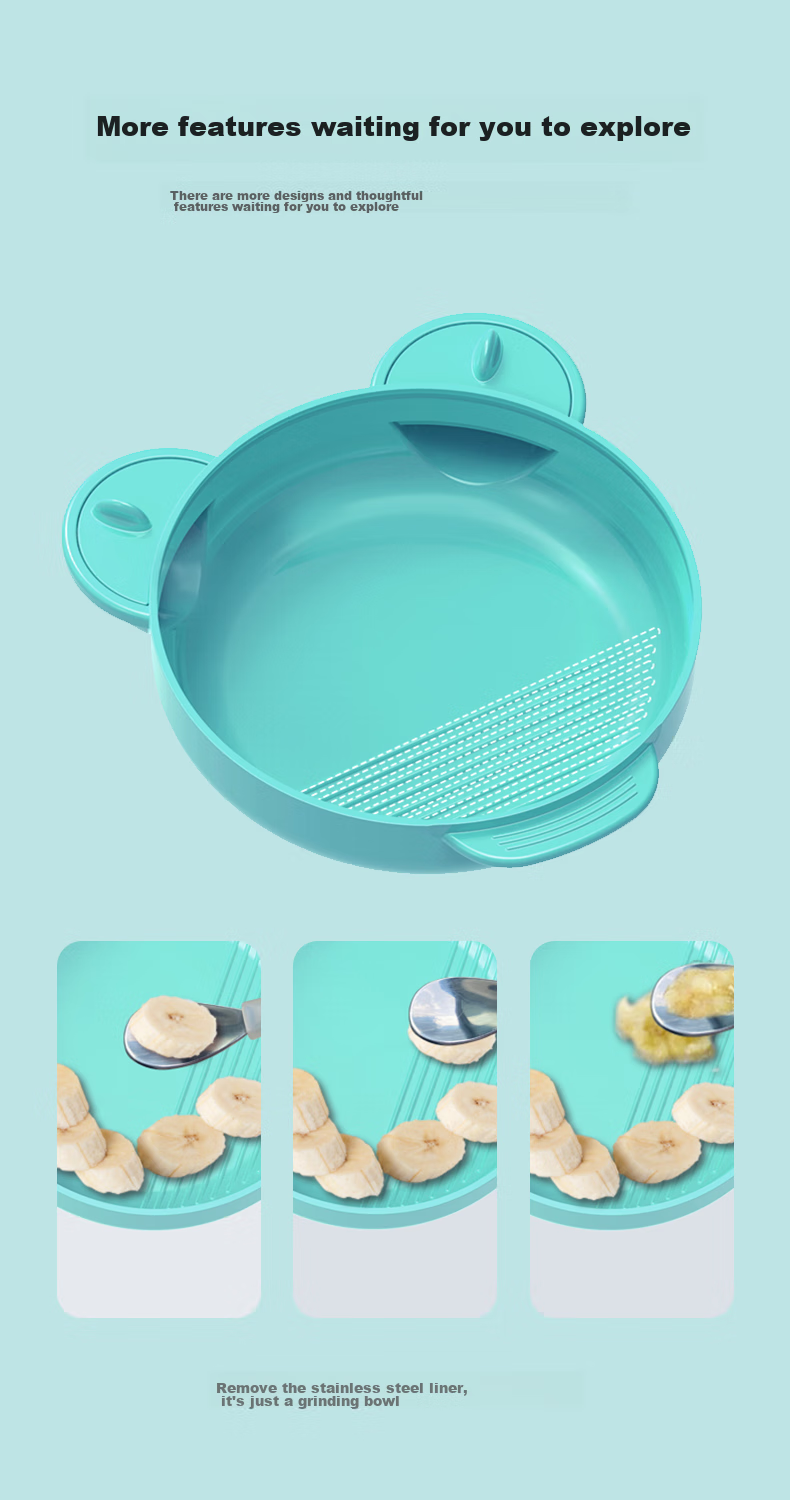 Albo Baby Divided Plate Infant Feeding Bowl with Suction Base Children's Tableware Insulated Water-Filled Bowl 14