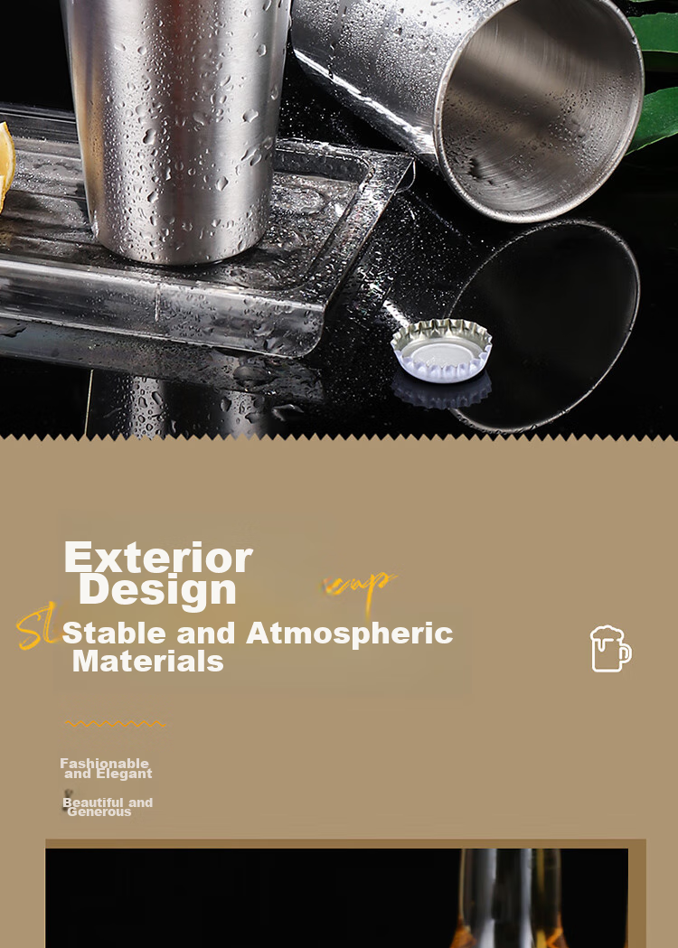 BJ 304 Stainless Steel Beer Mug Cold Drink Juice Cup Coffee Mug Shatterproof Home Beer Water Cup 350ML Single Pack 5
