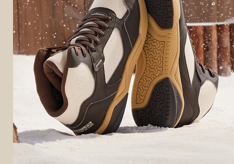 361° Men's Sports Shoes, Autumn And Winter High-Top Fleece-Lined Warm Cotton Shoes, Casual Sneakers for Men, 672146606A-8 27