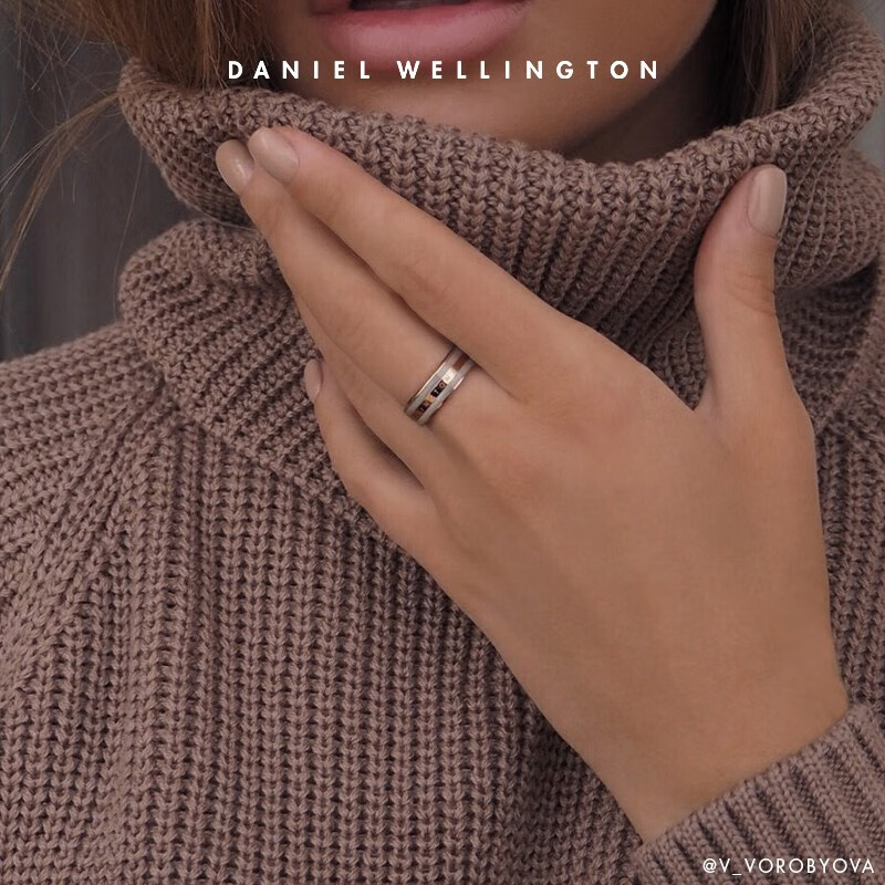 DanielWellington DW Ring for Women, Morning Mist Gray Rose Gold Size 56 Couple Rings DW057 Birthday Gift for Wome