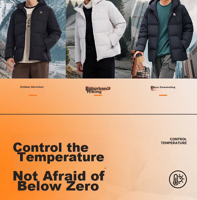 PEAK Yuxue down Jacket, Spring Season, Triple Protection Technology, Short Style, Men's Duck Down, Windproof, Warm Sports Coat, DF544121 5