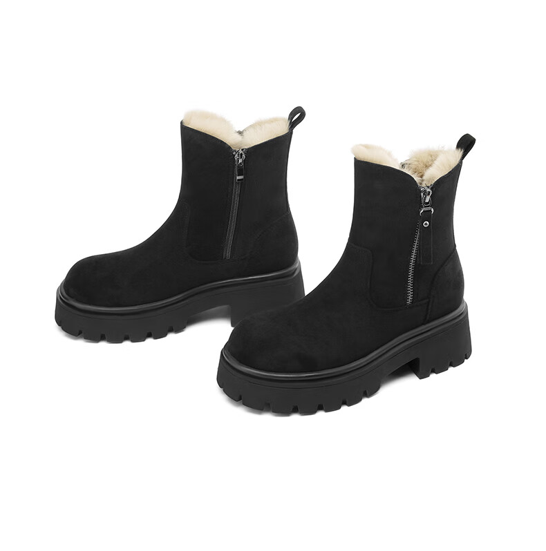 Daphne Women's Snow Boots Fleece Lined Thickened Northeast Cotton Shoes Thick Sole Ankle Boots Brown 37 4023608073 13