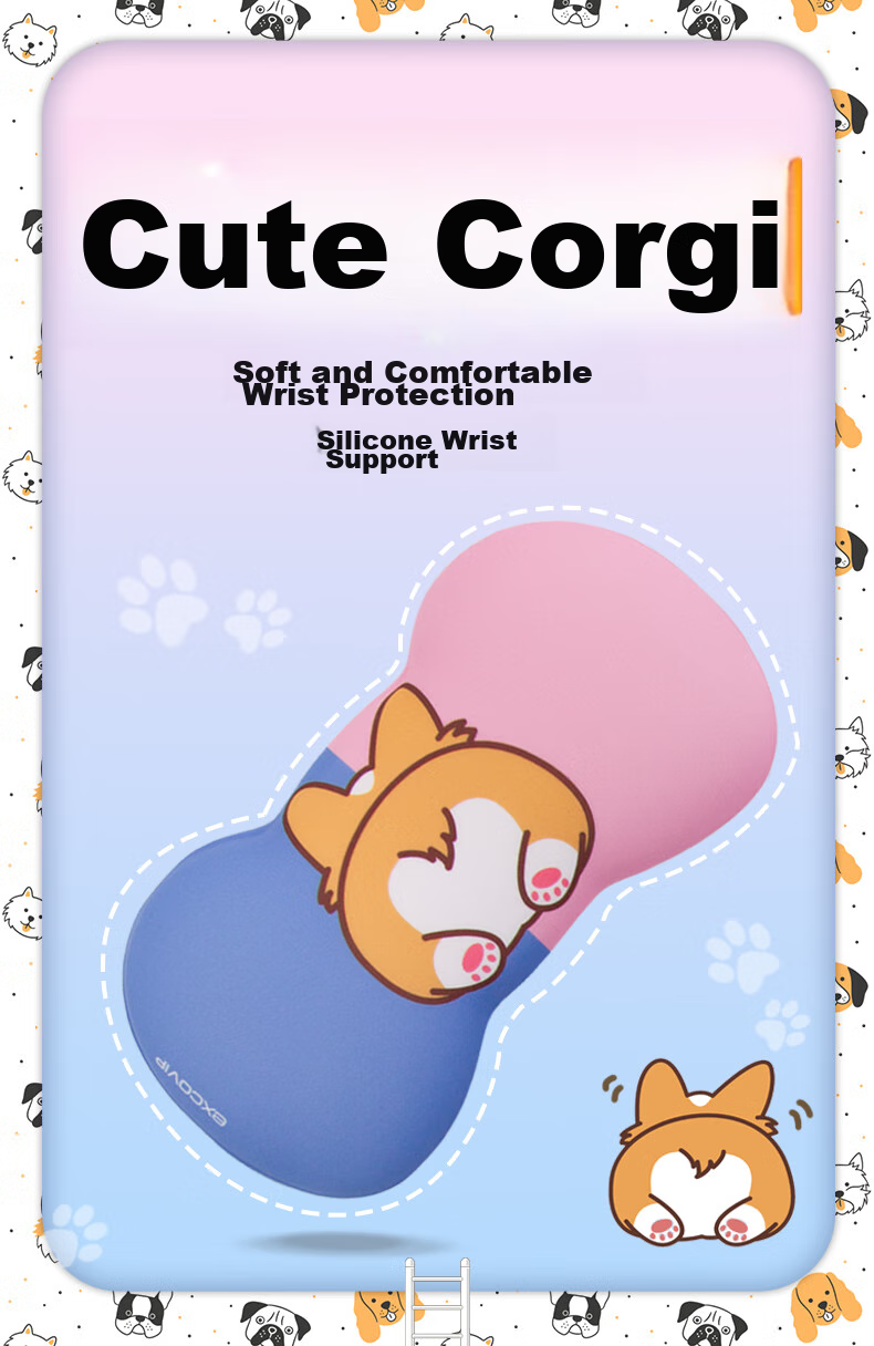 EXCO Corgi Mouse Hand Rest Wrist Pad Silicone Large Wrist Support Cute Cartoon Mouse Pad Wrist Guard Laptop Keyboard Gaming Hand Pad Wrist Rest 8788 4