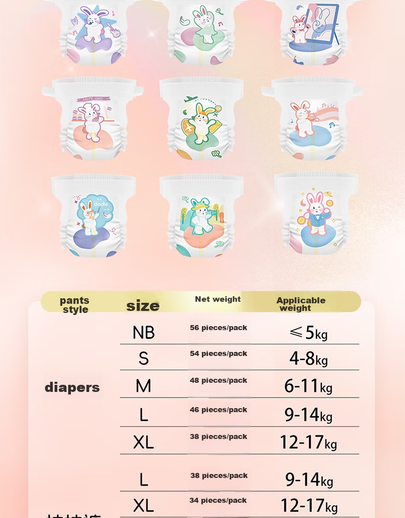 Dodie Rabbit Soft Baby Diapers, Newborn Disposable Diapers, Size S, 54 Pieces, Ultra-Thin Breathable, Suitable for Both Boys And Girls 15