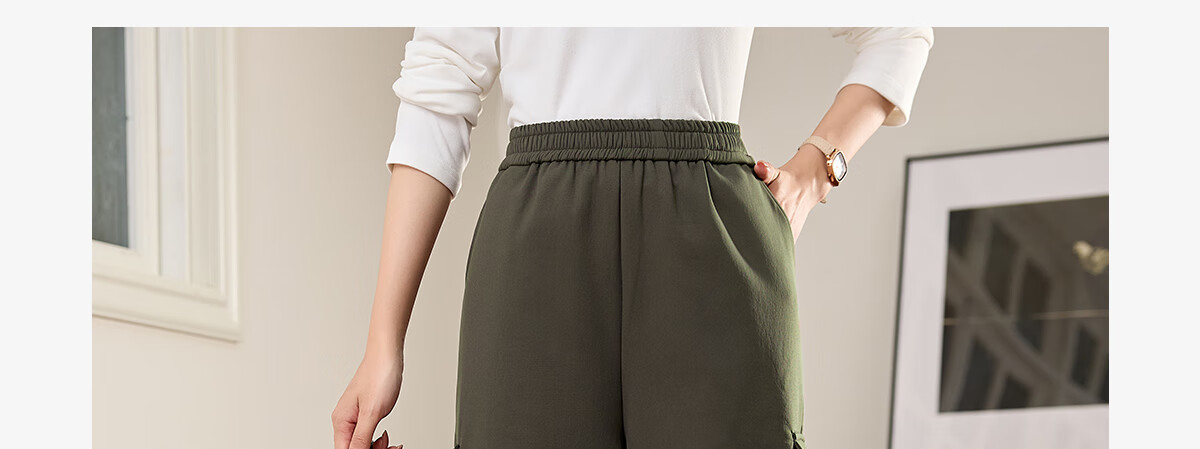 Halo Queen Women's Casual Pants, American-Style Breathable Loose Cargo Pants, High-Waisted Draping Parachute Pants H13KK2711 29