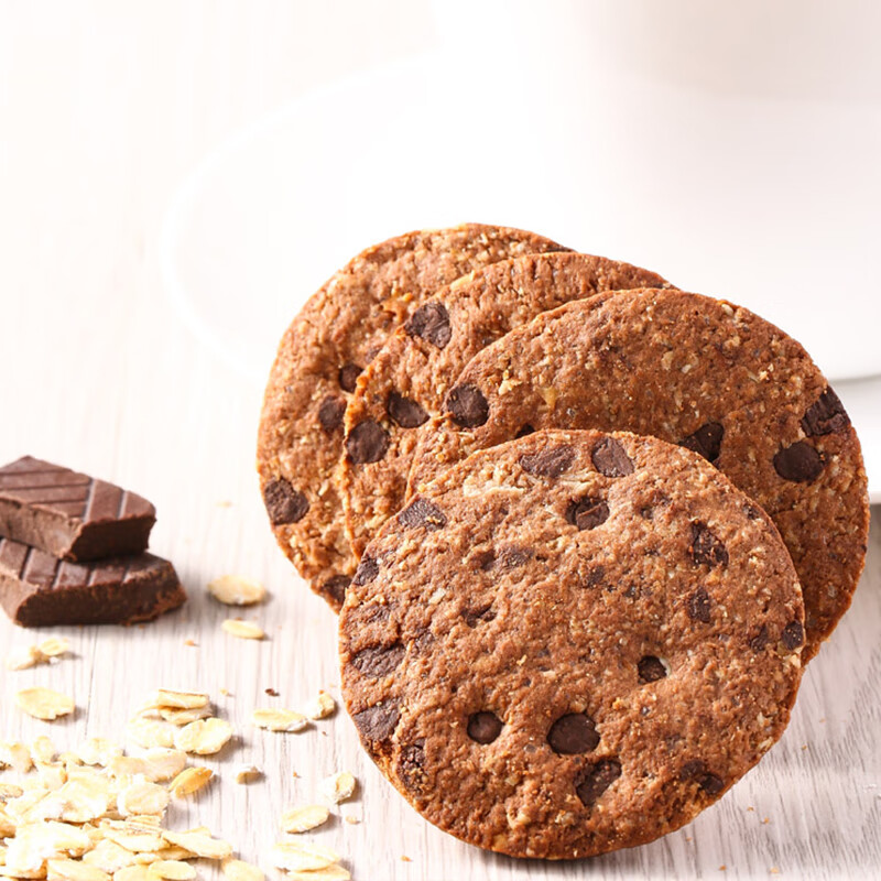 马奇新新进口黑巧克力豆燕麦饼干休闲零食粗粮代餐年货下午茶390g独立小包