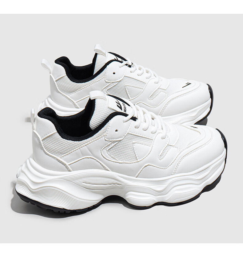 Huili Women's Chunky Sneakers, Mesh Upper Sports Shoes, Ladies' Thick-Soled Breathable Casual Shoes, 3075 White And Black, Size 35 15