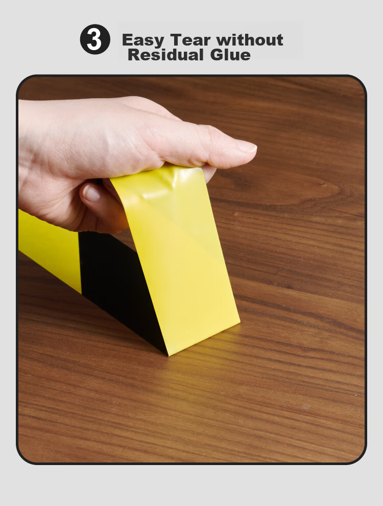Polar Bear A+ Series, Thickened PVC Yellow And Black Safety Warning Tape, Waterproof Floor Marking Line, Typhoon Warning Tape, 48mm*33m, 1 Roll, Factory Floor 5S Positioning PVC-483YB 11