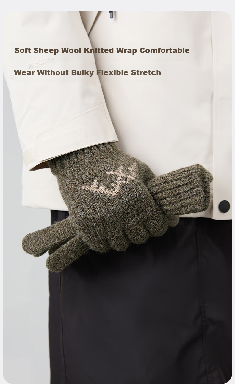 MISSION UV Sheepskin Warm Gloves for Men, Thick Winter Autumn Outdoor Cycling Driving Anti-Cold Touchscreen Compatible Knitted Gloves 6