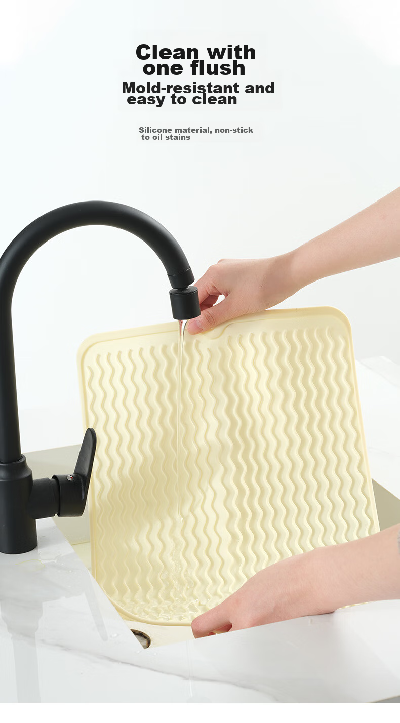 Qiqijia Silicone Draining Mat, Heat Insulation Pad, Kitchen Countertop Protector, Non-Slip Mat, Cutting Board Holder, Anti-Scalding Table Mat, Pot Holder 8