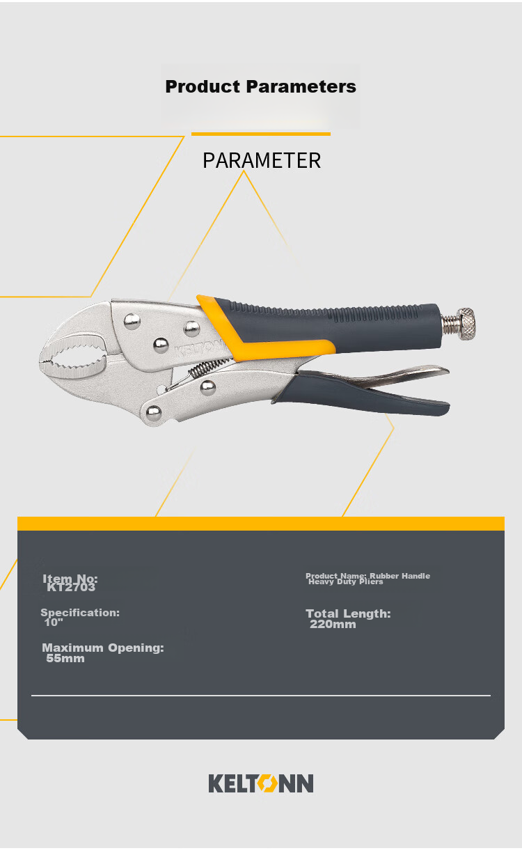 KELTONN Pliers, Round Jaw Heavy-Duty Pliers, 10 Inches with Blade, Holding Pliers, Fixed Pliers, Quick Release Clamping Tool, KT2703 9
