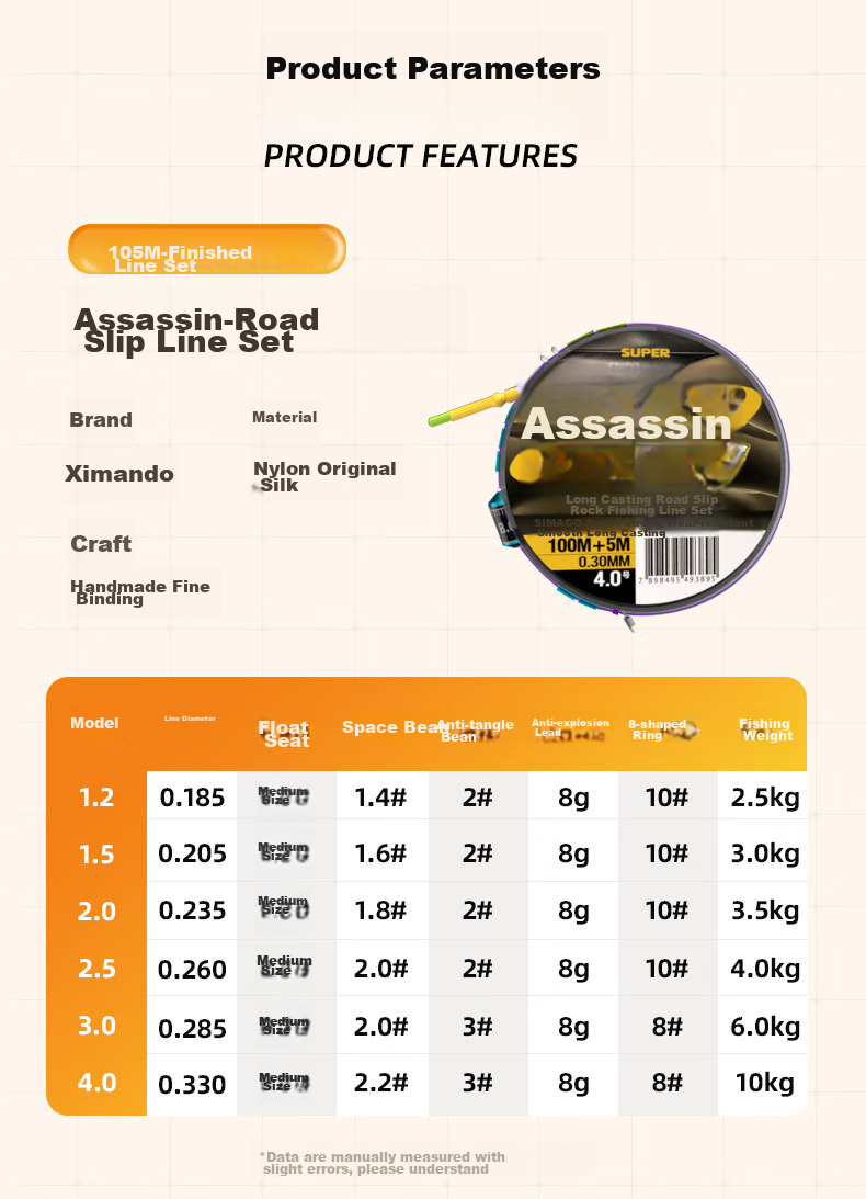 SIMAGO Ximanduo Fishing Line Set, Ready-Made Rock Fishing Rod, Sliding Float, Long-Distance Casting Set, Lure Line Set, Size 1.5 11