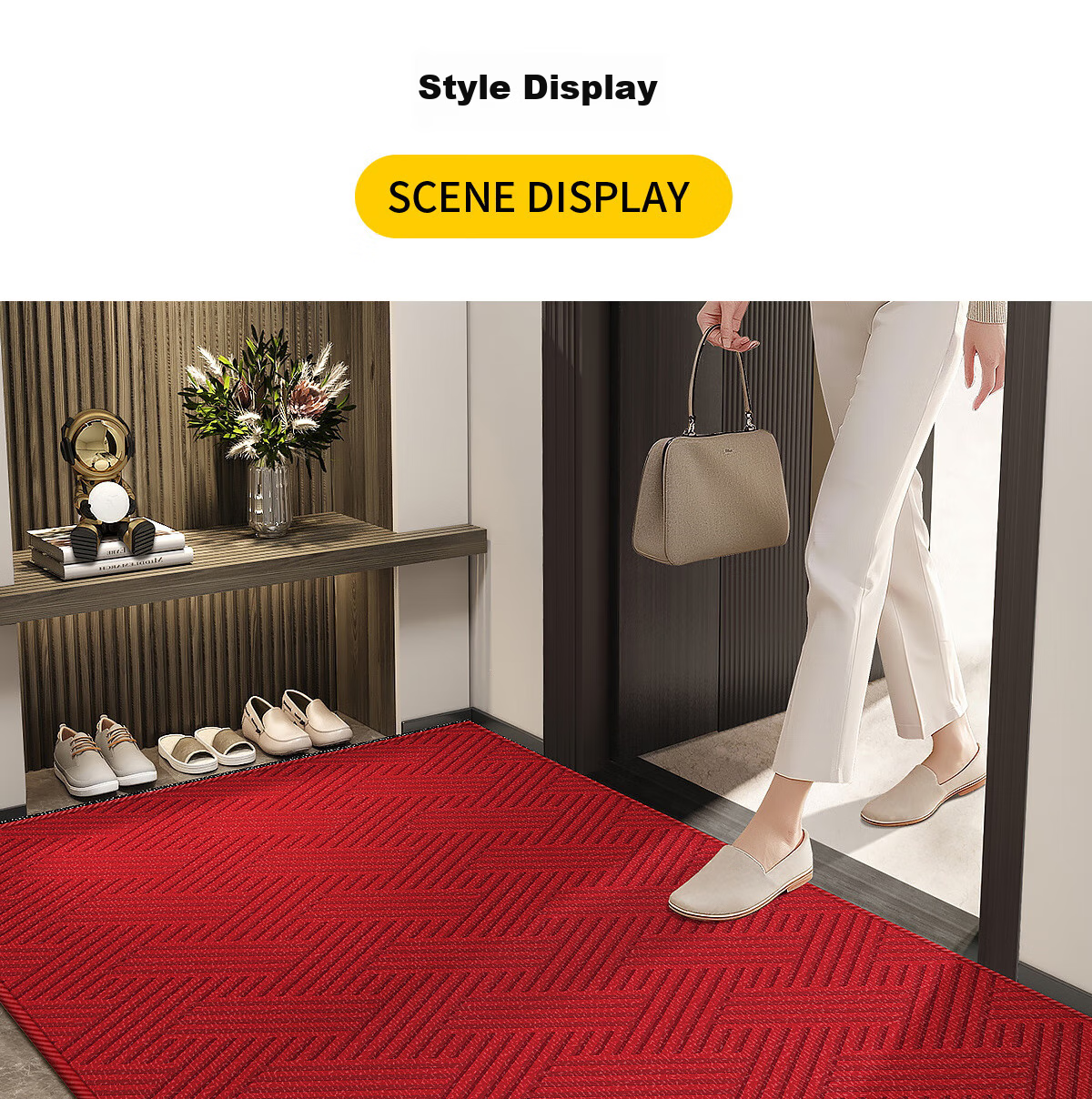 Huaxu Entrance Mat, Doorway Foot Mat, Foyer Mat, Hallway Outdoor Non-Slip Cuttable Red Mat - Elegant 16