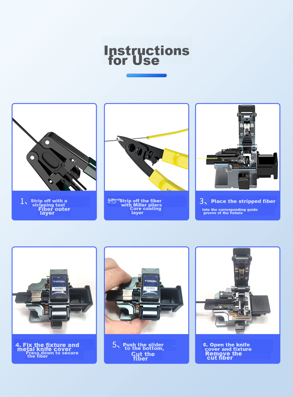TIMON High-Precision Fiber Optic Cleaver, Fusion Splicer, FTTH Cable Optical Fiber Home Installation Automatic Return Blade Hot-Melt Cold-Joint Cutting Tool TM-FC208 8