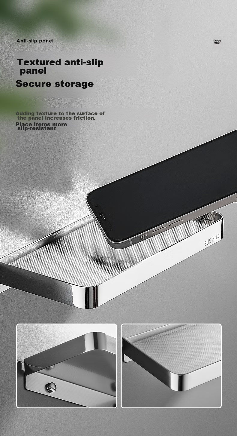 Muvi Bathroom Phone Holder, No Drilling Required, Public Restroom Phone Stand, Hanging Accessory, 304 Stainless Steel Phone Bracket 9