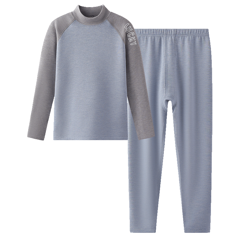 YING BO LUN Youth Children's Thermal Underwear Autumn And Winter Set, Cotton Sweater School Uniform Essential 81231 Medium Blue 165