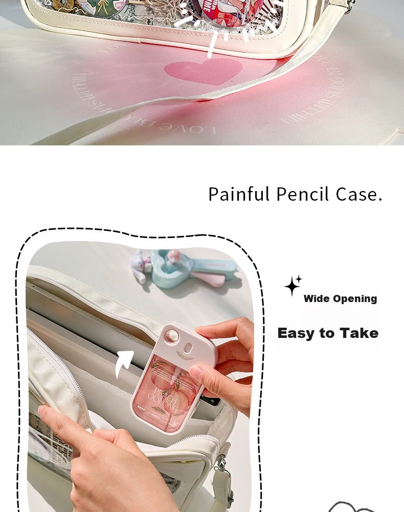 Sannianerban Transparent Pencil Case, Small Capacity, Transparent Pencil Pouch, Pain Bag, Stationery Bag for Female Students, New Niche Pencil Case Design, Anime Style Pencil Holder, Christmas Gift, Blue 8