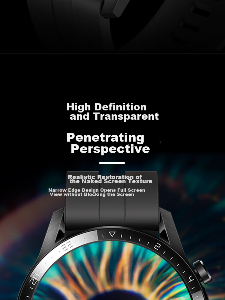 ESCASE [2-Pack - Replacement Guaranteed] Huawei Watch GT2 Watch Tempered Glass Screen Protector, Full Coverage Anti-Fingerprint HD Protective Film, 6D Heat-Bent Integrated 46mm Watch Face Compatible 5