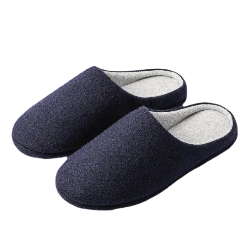 NEIBO Latex Cotton Slippers for Men And Women, Winter Large Size Indoor Home Shoes, Non-Slip Anti-Odor Rubber Soft Sole Wool Blue 42