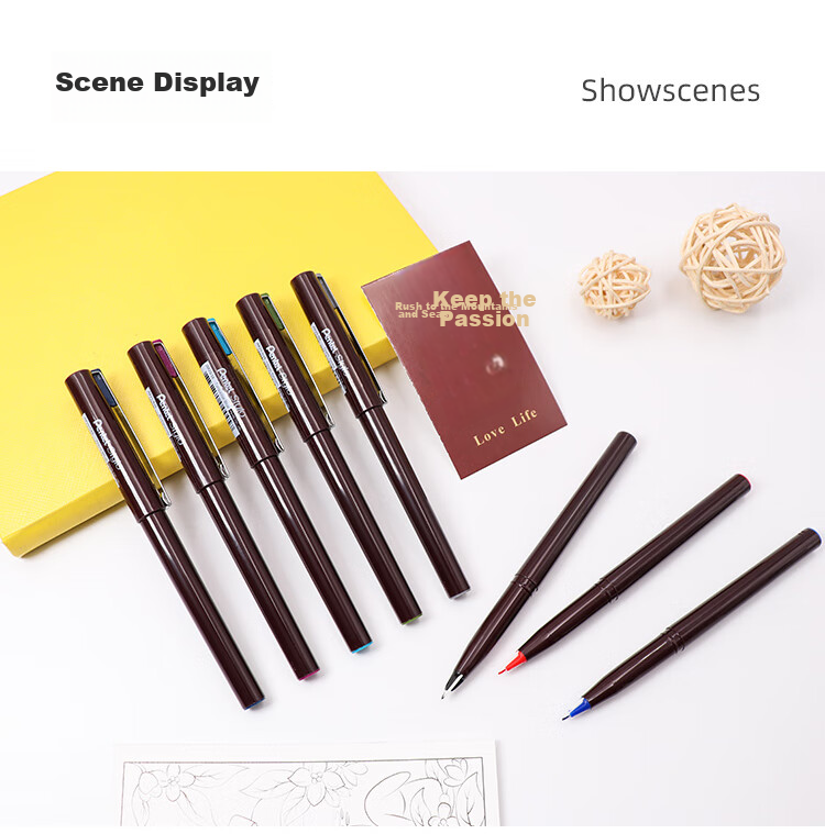 Pentel JM20-AE Duck-Billed Pen, Drawing Pen, Comic Pen, Sketching Pen, Line Drawing Pen, Business Signature Pen, Brown Barrel with Black Ink, 12 Pens/box 11