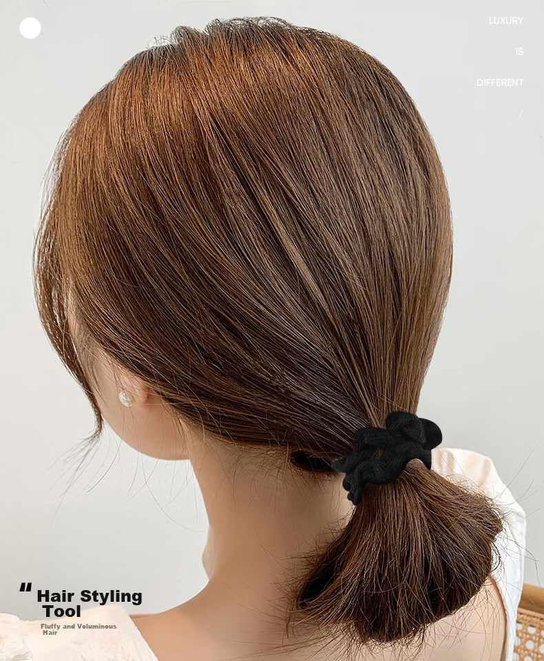 Xiangwan Hair Ties, 3 Black Hair Bands for Women, Elegant Elastic Hair Bands, High-Elasticity Hair Ties, Ponytail Holders 1