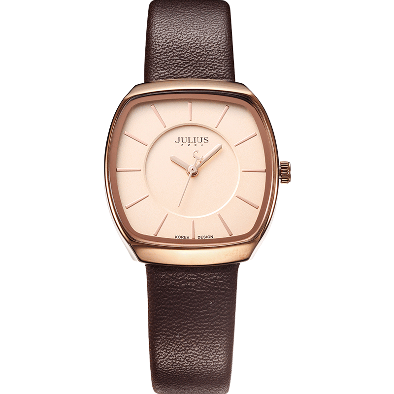Julius Watch for Women, Retro Fashion Wine Bottle-Shaped Simple Leather Strap Versatile Quartz Student Ladies Watch, Brown JA-669LD