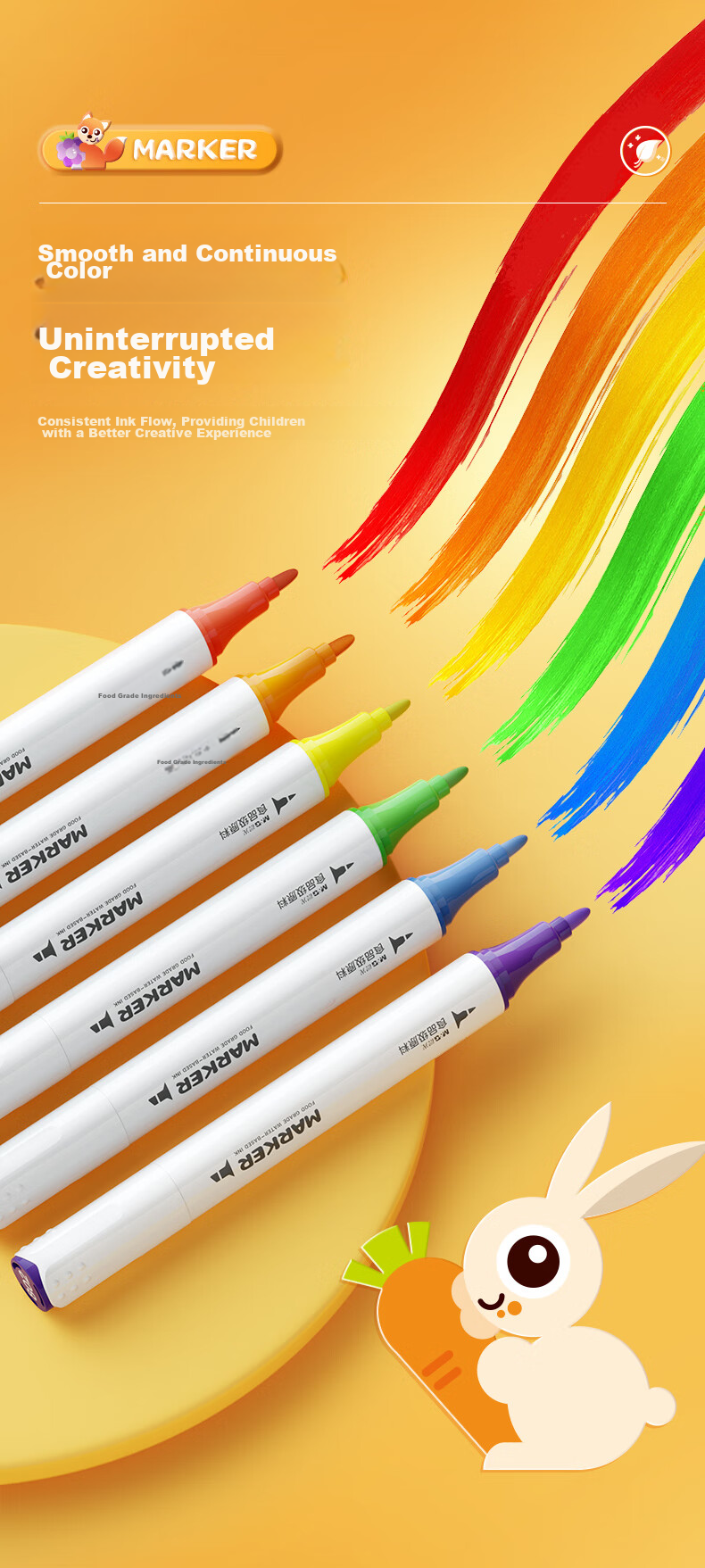 M&G Stationery, 36 Colors Food-Grade Water-Based Markers, 30% Extra Safe, Children's And Student Triangular Dual-Tip Watercolor Pens, Drawing Brushes, Birthday Gift, APMV0977 9