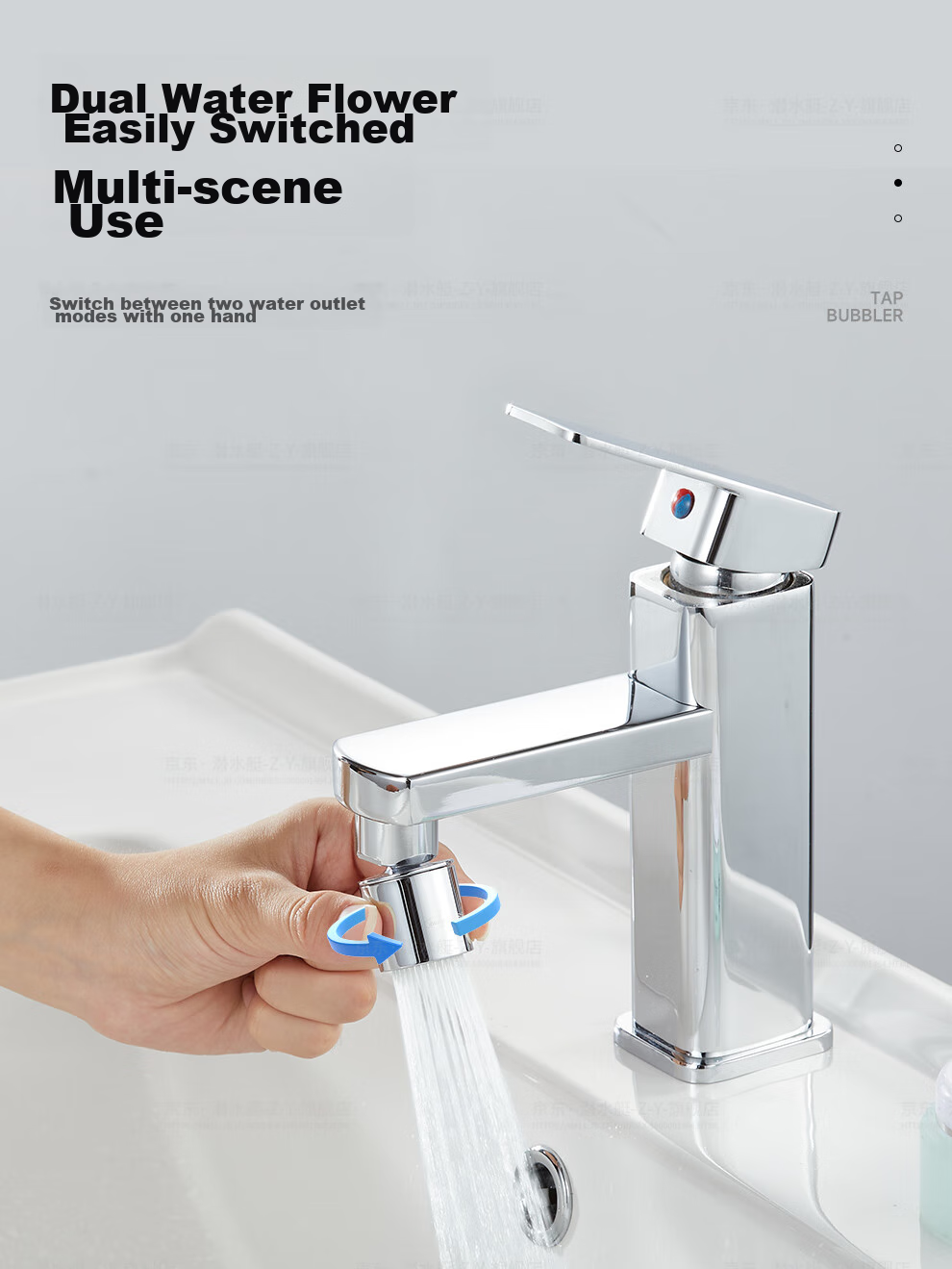 Submarine QP-2 Faucet Aerator Basin Sink Faucet, Splash-Proof, Rotatable Shower Head, Dual Water Output Modes 5