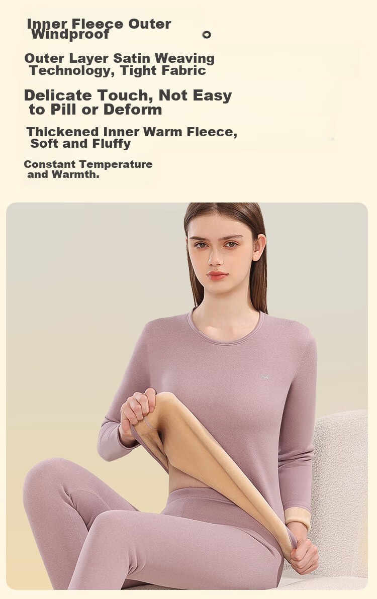 MiiOW Women's Thermal Underwear with Down And Silk Filling, Warm, Thickened, Soft Autumn Top And Bottom, New Starry Sky Black XL 8