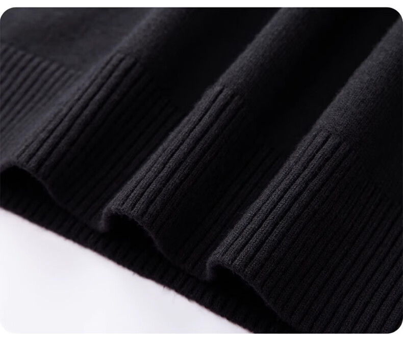 Huili All-Wool Sweater for Men, Autumn And Winter High-End Round Neck Warm Base Layer Knit Pullover, Black, Size L 19