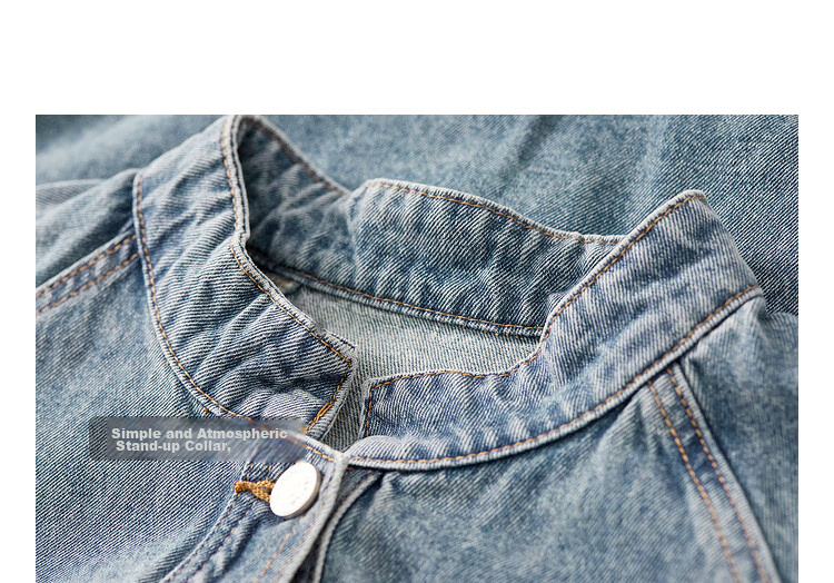 Sentubila Spring And Autumn Pure Cotton Denim Jacket, Short High-End Women's Clothing, Elegant Casual Versatile Top, Denim Blue, XL 36