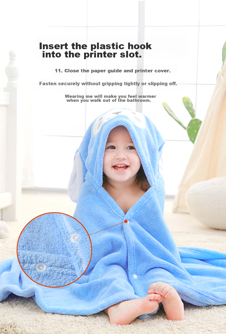 Nanjiren Baby And Child Bath Towel Cape with Hood, Cotton Gauze Absorbent Coral Fleece Bath Towel, Baby Bath Robe Cloak Wrap 6