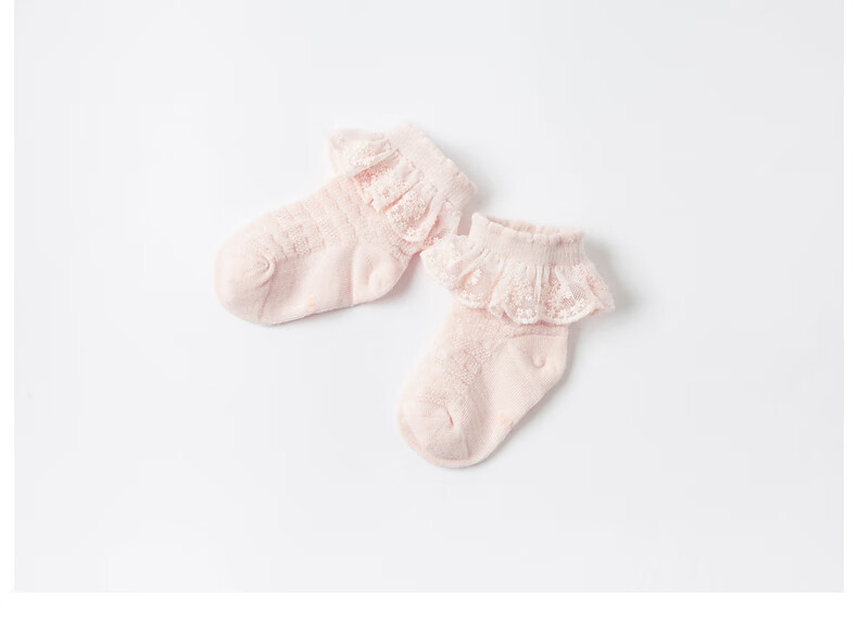 DAVE & BELLA Girls' Summer Short Socks, DB17732, Pink And White, Size 9CM 12
