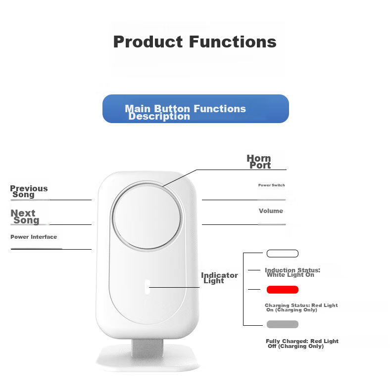 Dahong DH220-LH Dahong Customizable Entrance Store Welcome Sensor Doorbell, Wireless Split-Type Greeting Device 13