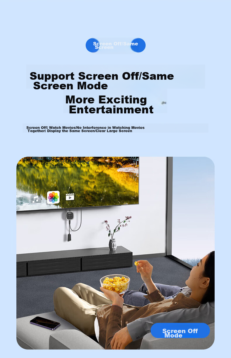 BIAZE Wireless Screen Mirroring Device for Mobile Phones, 4K HD Decoding HDMI Audio And Video Synchronization Transmitter, Compatible with Apple, Android, Huawei Phones, Computers for Connecting to TVs, Monitors, And Projectors 17