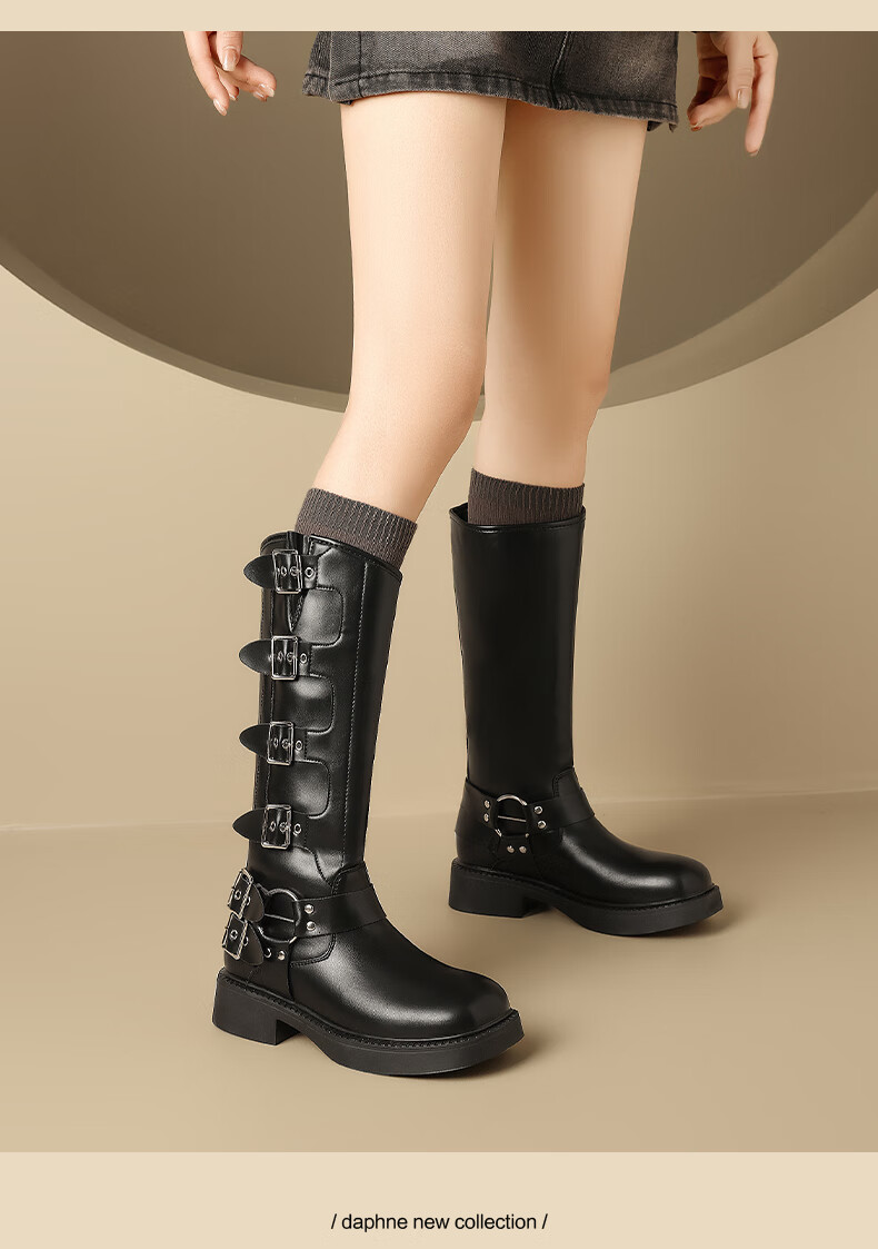 DAPHNE Western High-Top Boots for Women, Brown Long Boots for Summer 2026, Xinjiang Grassland Travel Meilade Knight Boots 8