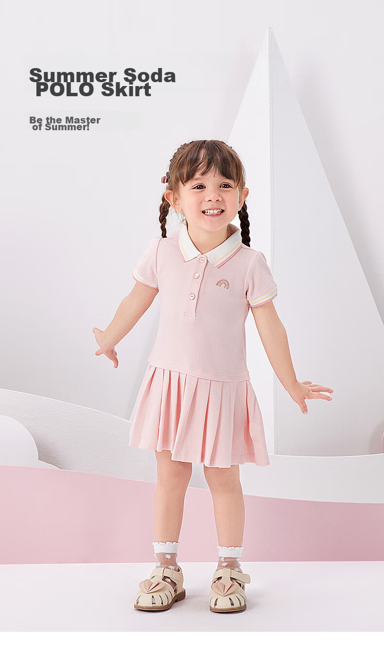 DAVE & BELLA [Soda Cotton] Summer Girls' Dress, Baby Polo Dress, Girl's Princess Dress, Children's Skirt 1