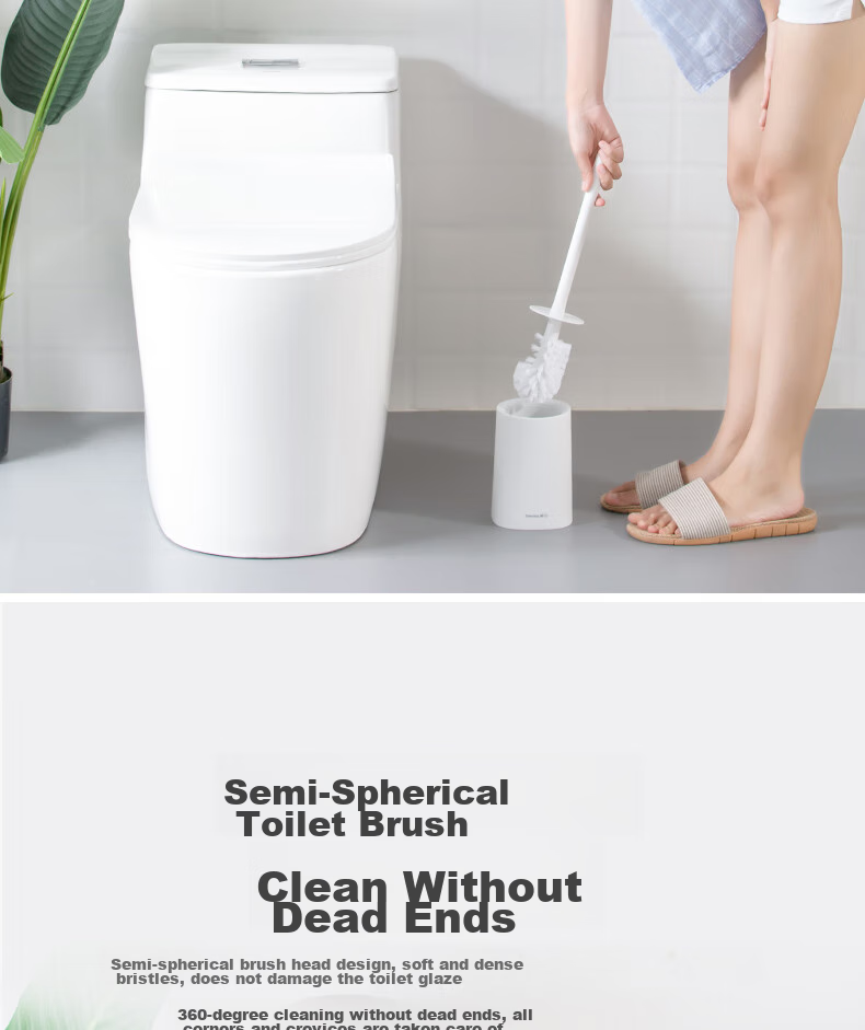 CHAHUA Toilet Brush Set with Extended Handle, Splash-Proof Long Bristles, Bathroom Cleaning Brush, Wall-Mounted 9