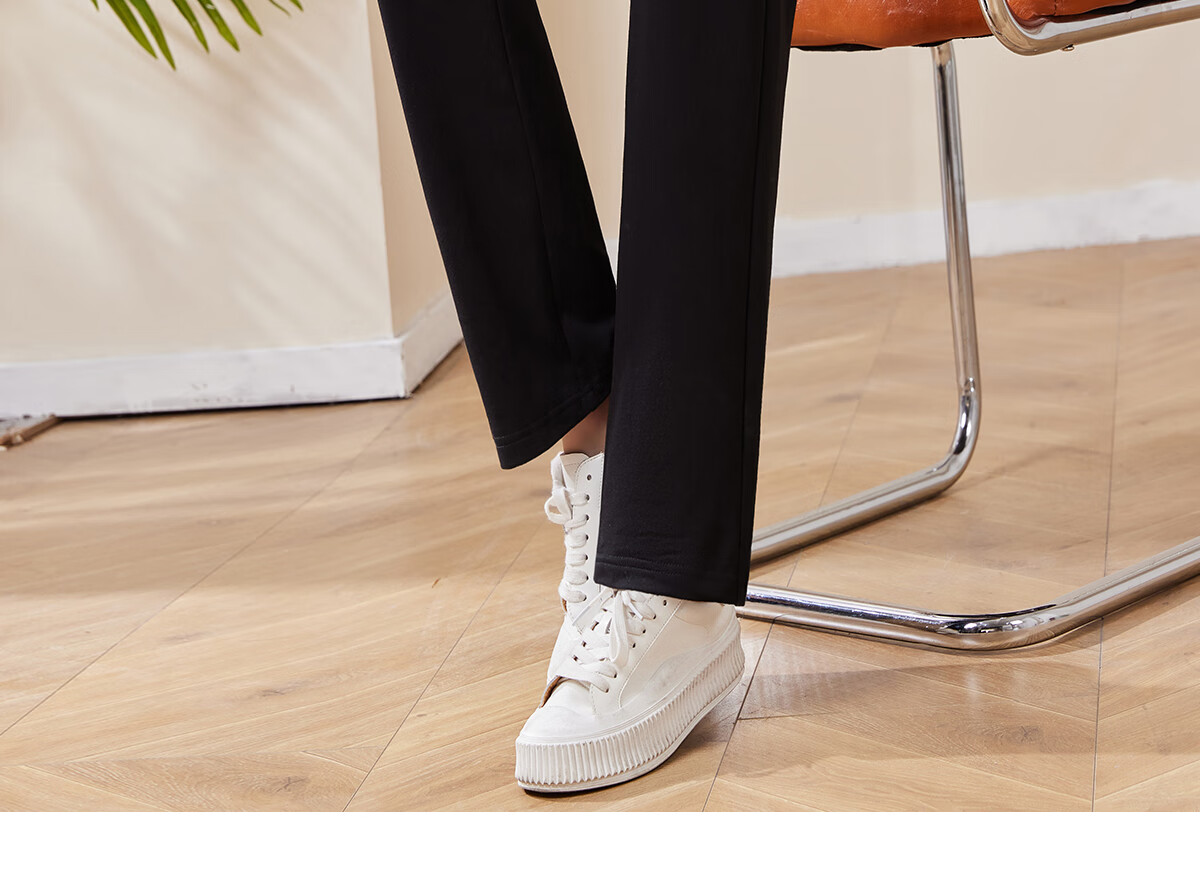 Chushen Women's Casual Pants, Student Sweatpants, Solid Color High-Waist Straight-Leg Trousers, Simple Sweatpants, Long Pants S13KR1034 15