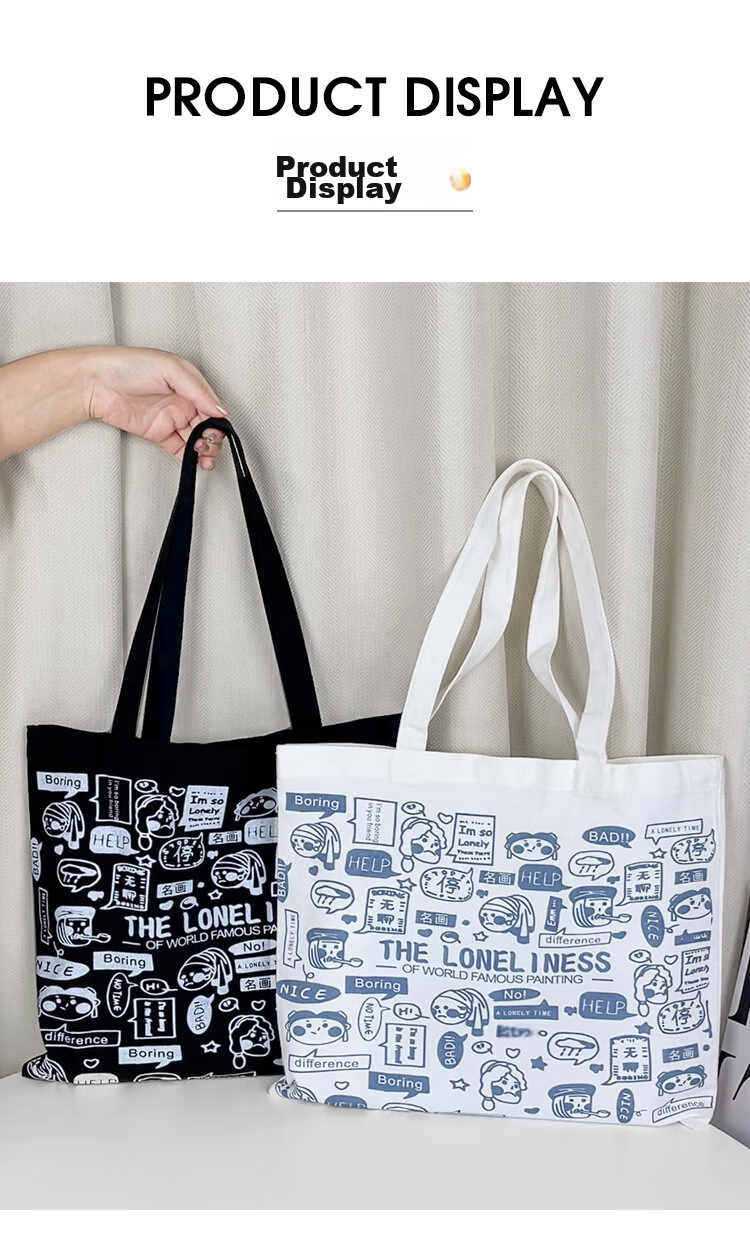 Right Away Canvas Bag, Women's Handbag, Shopping Tote Bag, Eco-Friendly Bag, Large Capacity, for Female Students, Big Size Fabric Bag 11