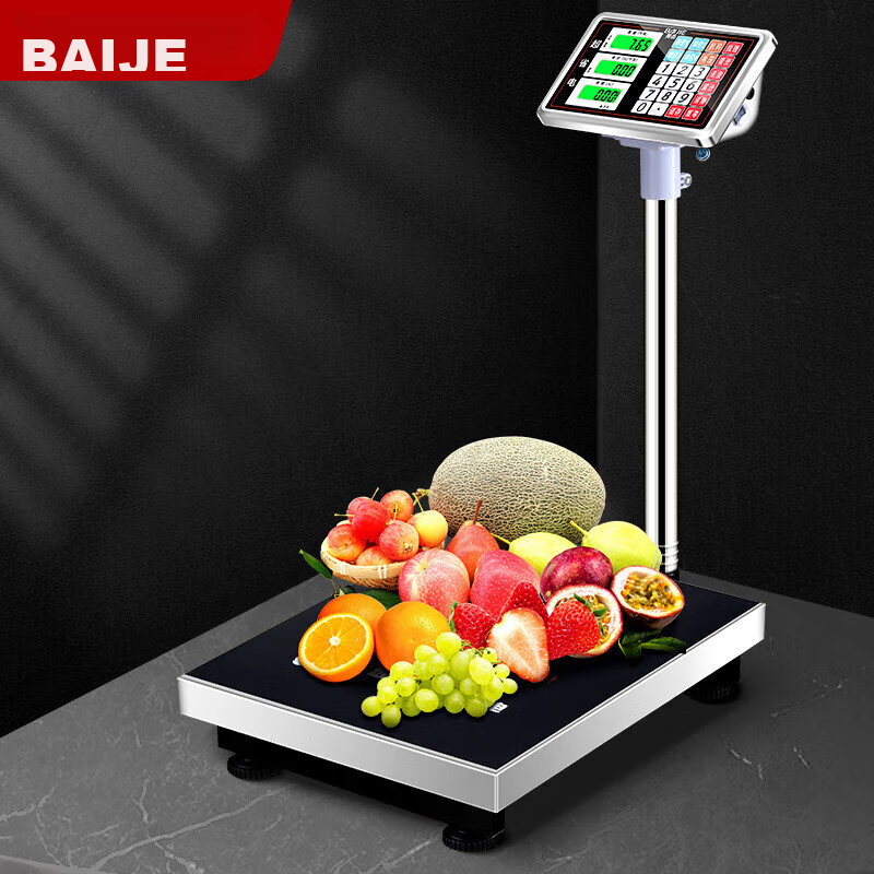 BJ (Baijie) Stainless Steel Electronic Scale Platform Scale Pricing Scale Express Scale Weighing Scale 300KG Stainless Steel Color