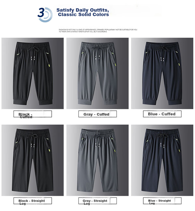 ROMON Men's Shorts, Summer Ice Silk Quick-Dry Casual Outdoor Sports Elastic Breathable Large Size Three-Quarter Pants for Men, 2105 Black XL 7
