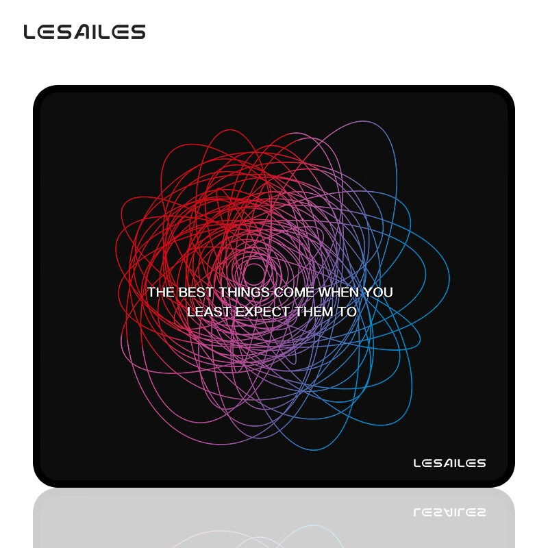 LESAILES Black Gaming Mouse Pad with Lines, Medium Size with Locked Edges, Computer Keyboard Desk Mat, Easy to Clean, 300*250*3mm