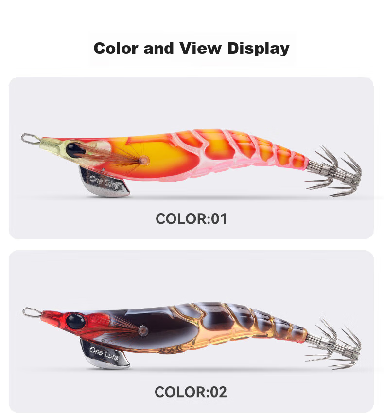 Guowangluya Lure Bait Wooden Shrimp Artificial Bait Squid Blowgun Fluorescent Rocket Squid Bait Glow-In Umbrella Hook Squid Hook 10