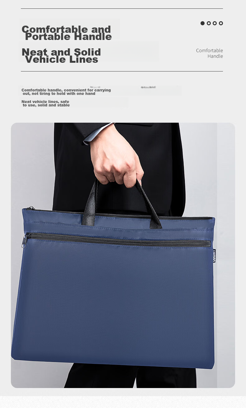 Deli Double-Layer Business Bag/document Bag/briefcase/zipper Pouch, Handbag for Men And Women, Business Meeting Bag, Portable Document Storage Bag, P05840A Black 7