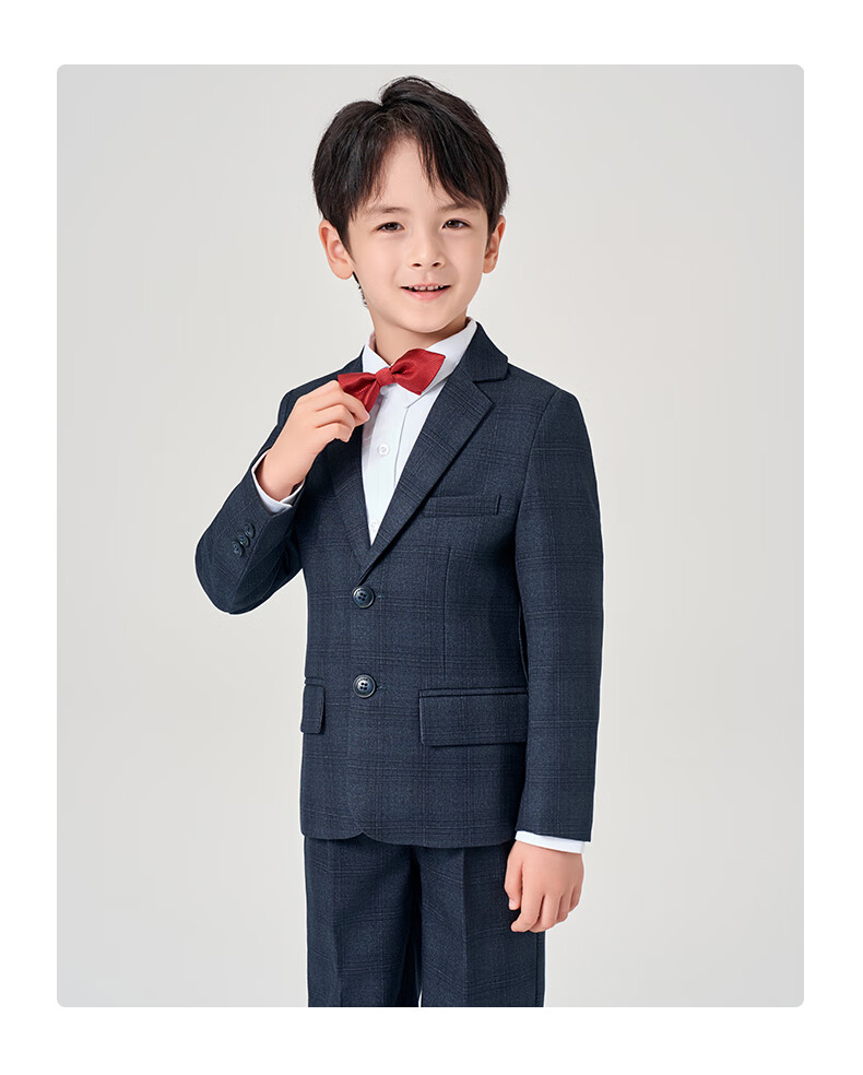 Romon Children's Suit Set Boys British Style Blazer Navy Plaid 150 14
