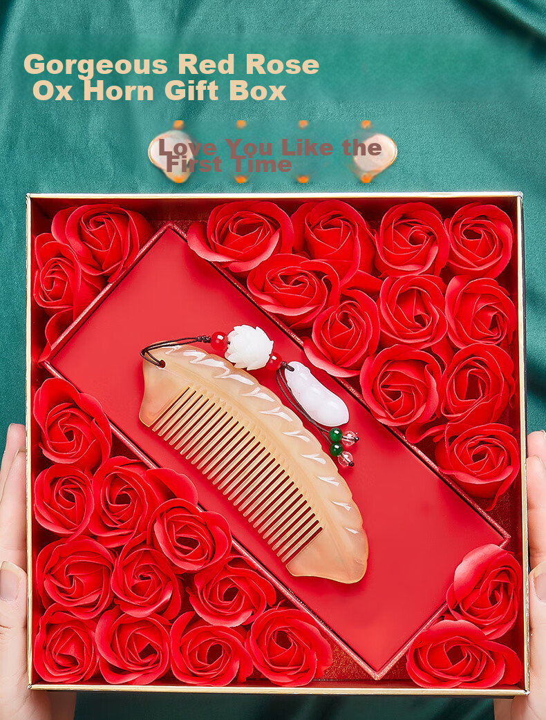 Danpo Premium Niche Ox Horn Comb, Birthday Gift for Women, Girlfriend, Wife, Mother, Father, Elders, Mid-Autumn Festival Gift, Practical High-End Companion Gift, Commemorative Present 2