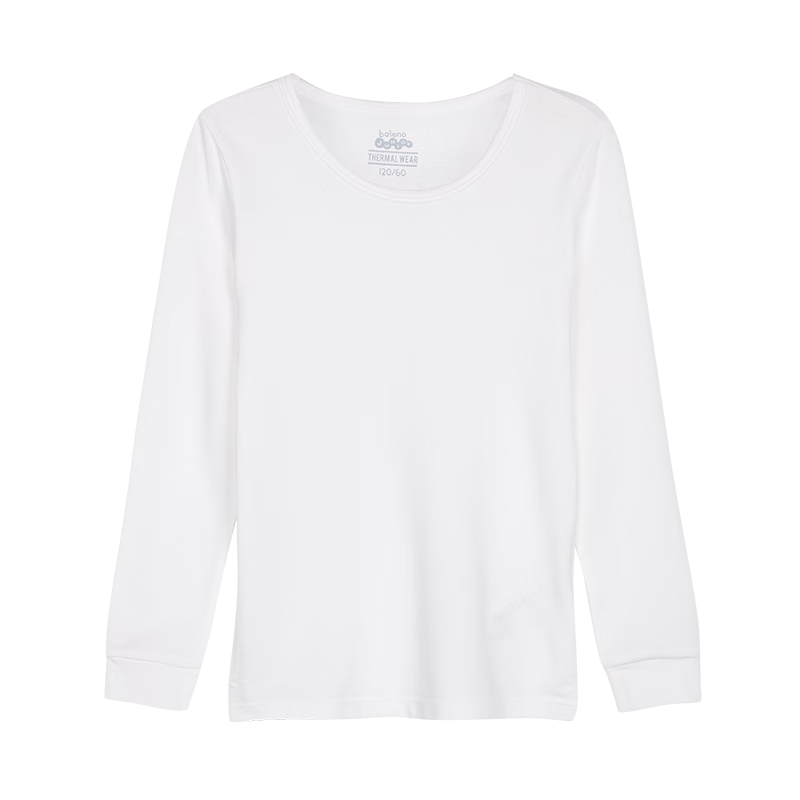 Baleno Children's Spring And Summer Round Neck Underwear Long Sleeve Base Layer for Boys And Girls 82817012 01W White 110cm