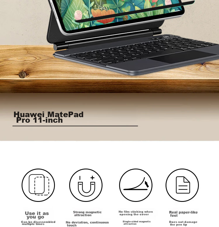 ESCASE Huawei MatePad Pro 11 Magnetic Paper Film, 2022/2024 Model Writing Stylus, Removable Drawing Film, Magnetic Drawing Film, Frosted Kent Film [Reusable] 2