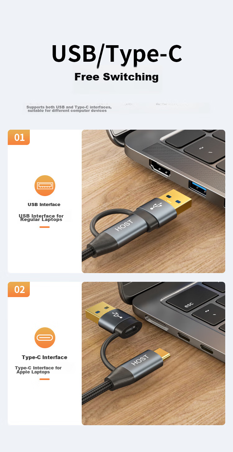 CABLE CREATION, Type-C to Micro USB 3.0 High-Speed Transfer Two-In Portable Hard Drive Data Cable, Compatible with Seagate, Toshiba, Western Digital, Samsung Hard Drives, Extension Cable, 0.6 Meters 4